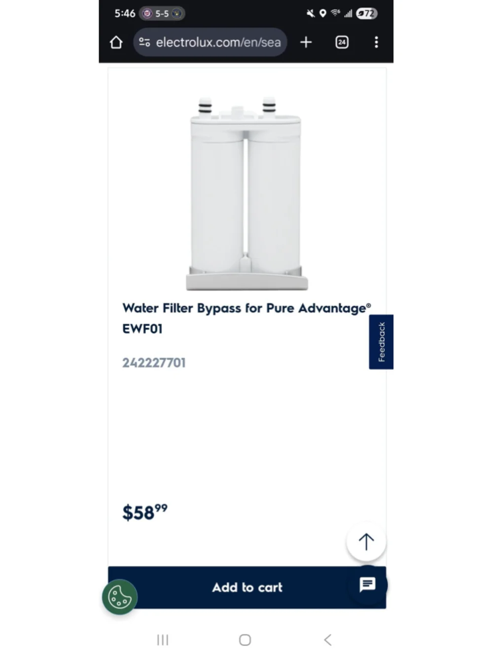 Electrolux EWF01 Water Filter Set of 3